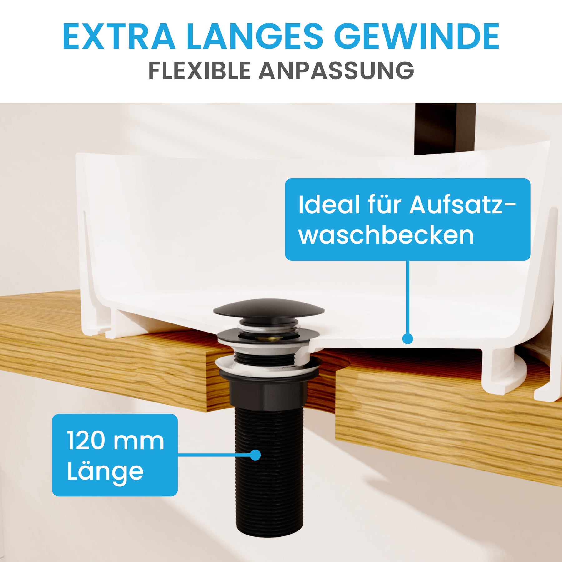 Ablaufgarnitur extra lang (ohne Überlauf)