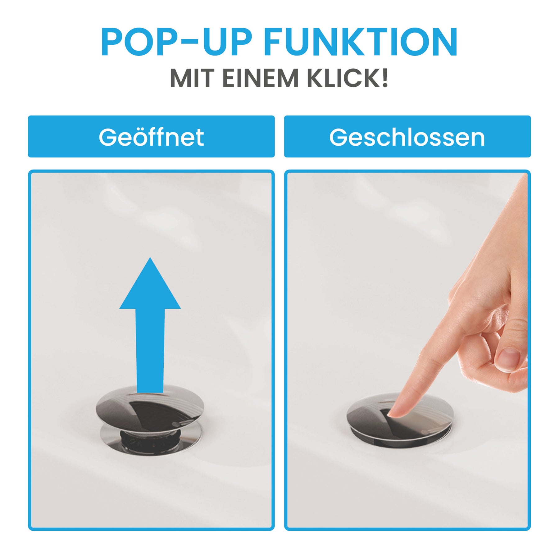 Ablaufgarnitur Pop-Up mit Überlauf
