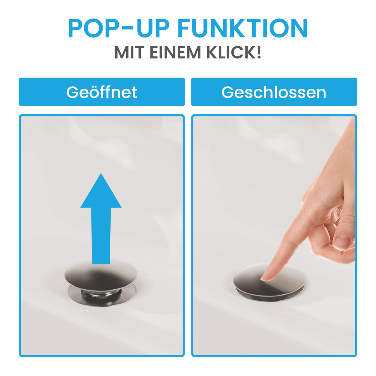 Ablaufgarnitur Pop-Up mit Überlauf