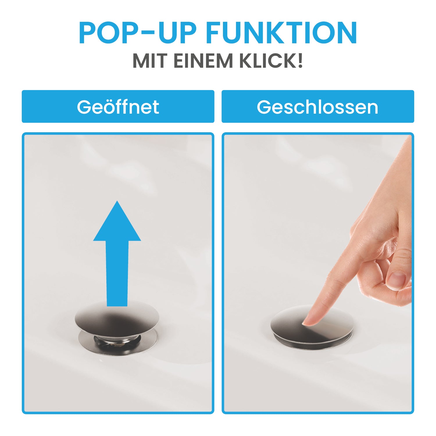 Ablaufgarnitur Pop-Up mit Überlauf