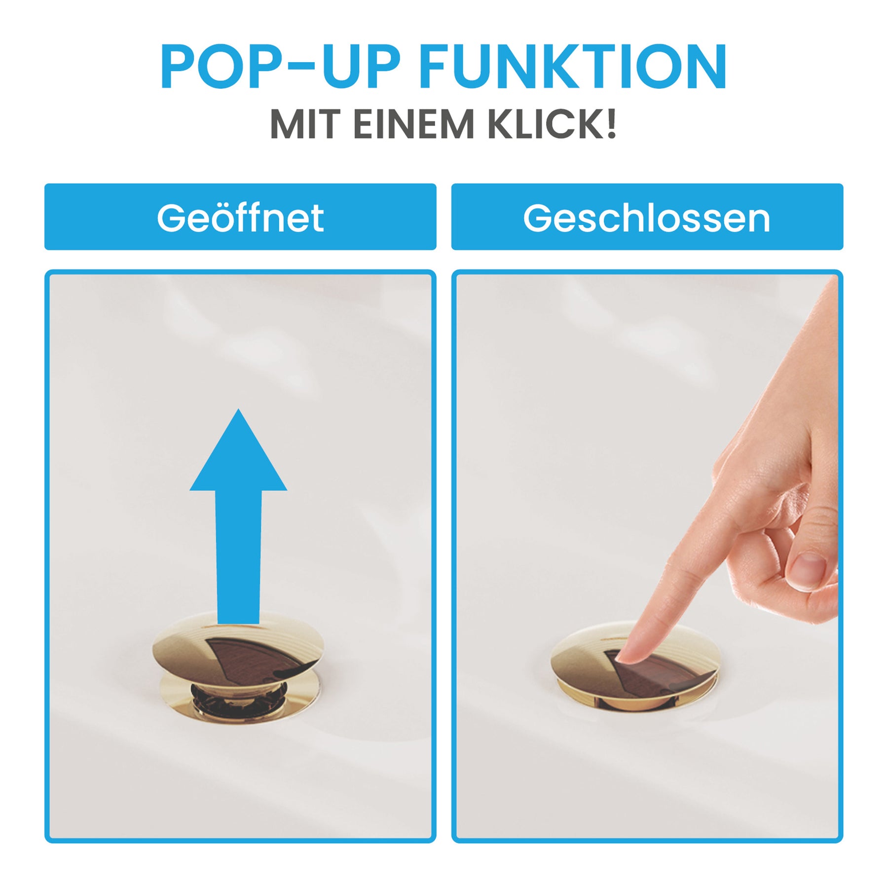 Ablaufgarnitur Pop-Up mit Überlauf