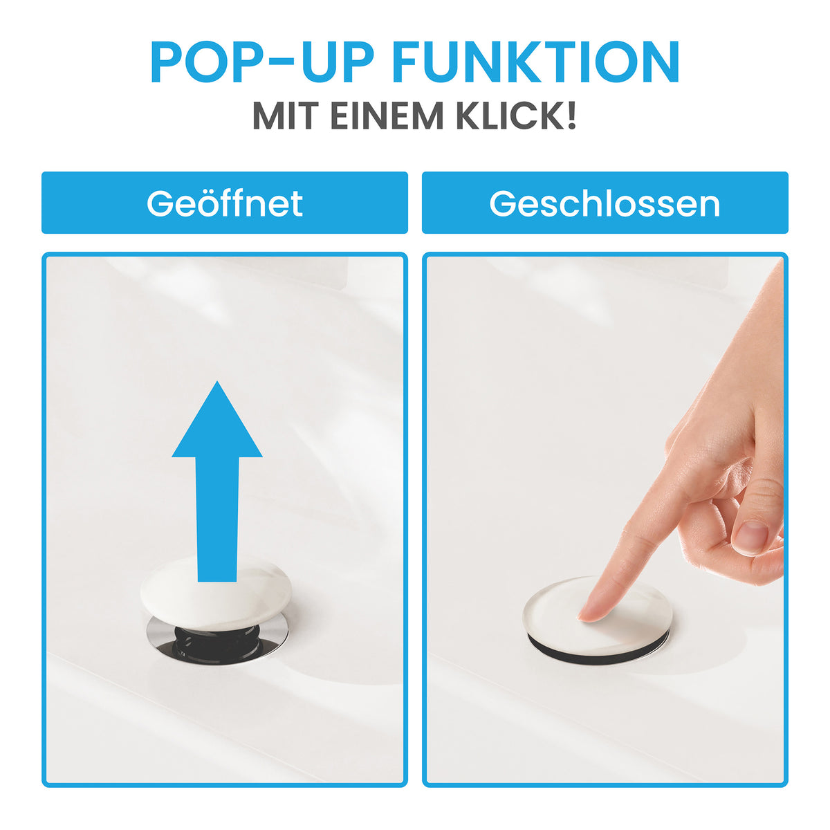 Ablaufgarnitur Pop-Up mit Überlauf