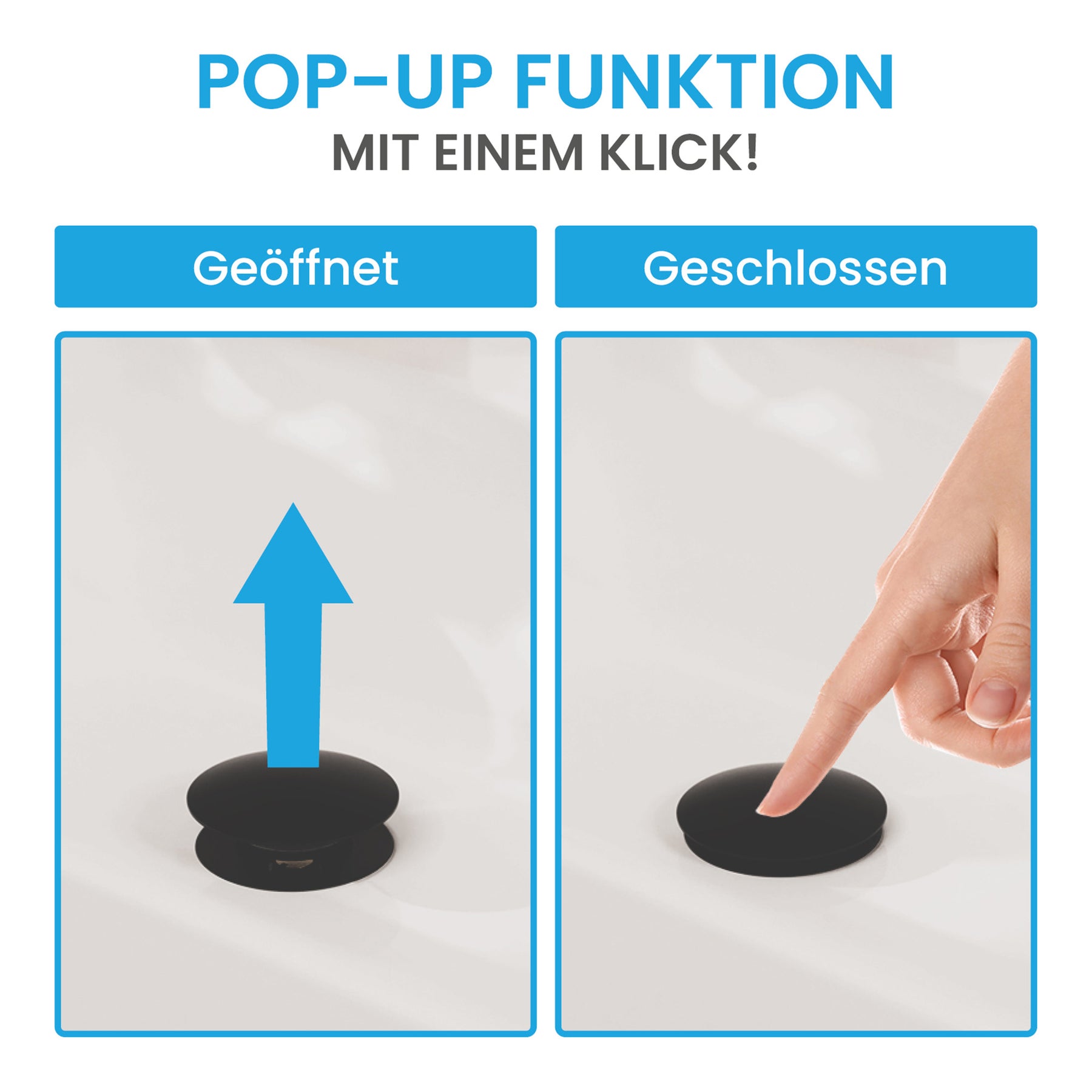 Ablaufgarnitur Pop-Up mit Überlauf