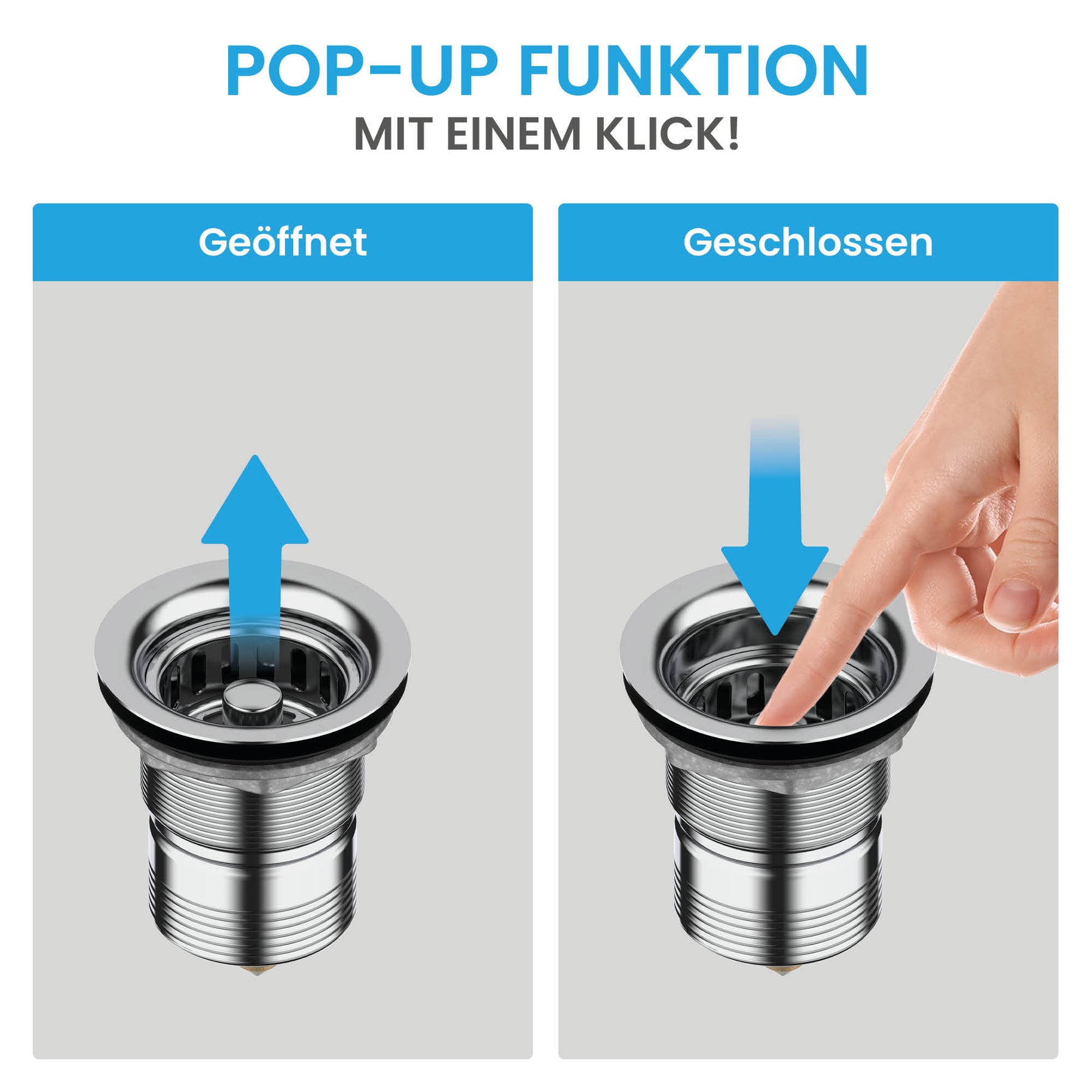 Ablaufgarnitur Pop-Up Spüle