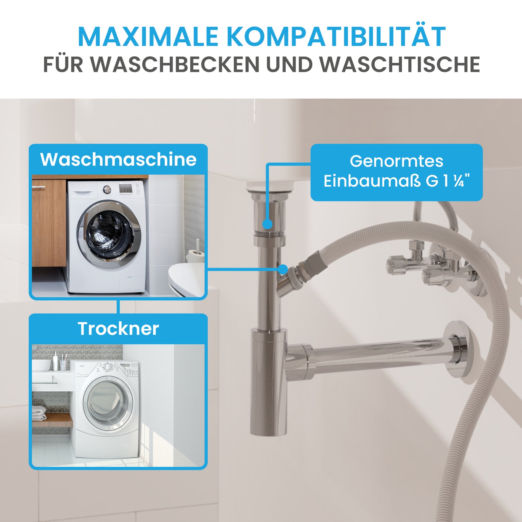 Design Siphon mit Geräteanschluss