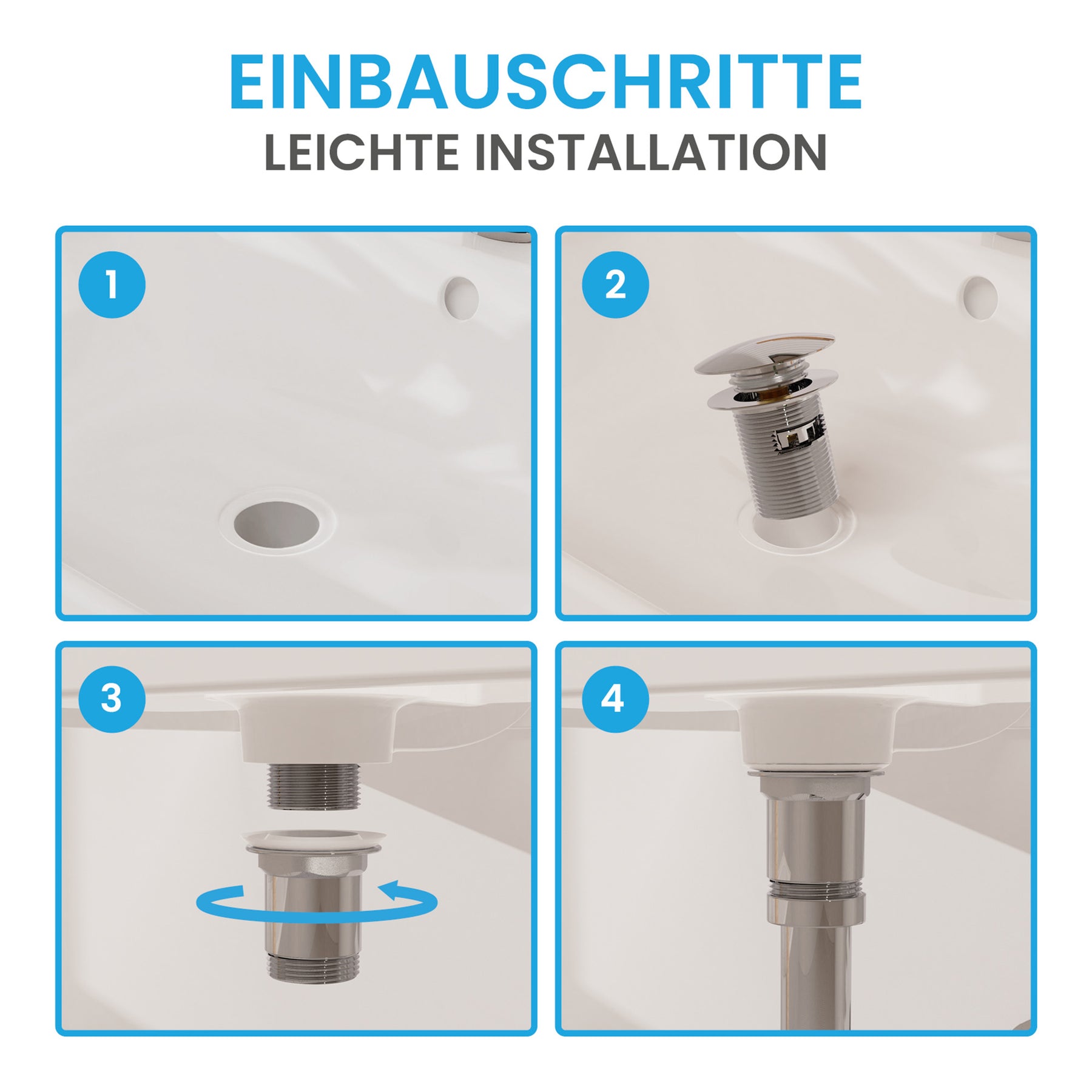 Ablaufgarnitur Pop-Up mit Überlauf