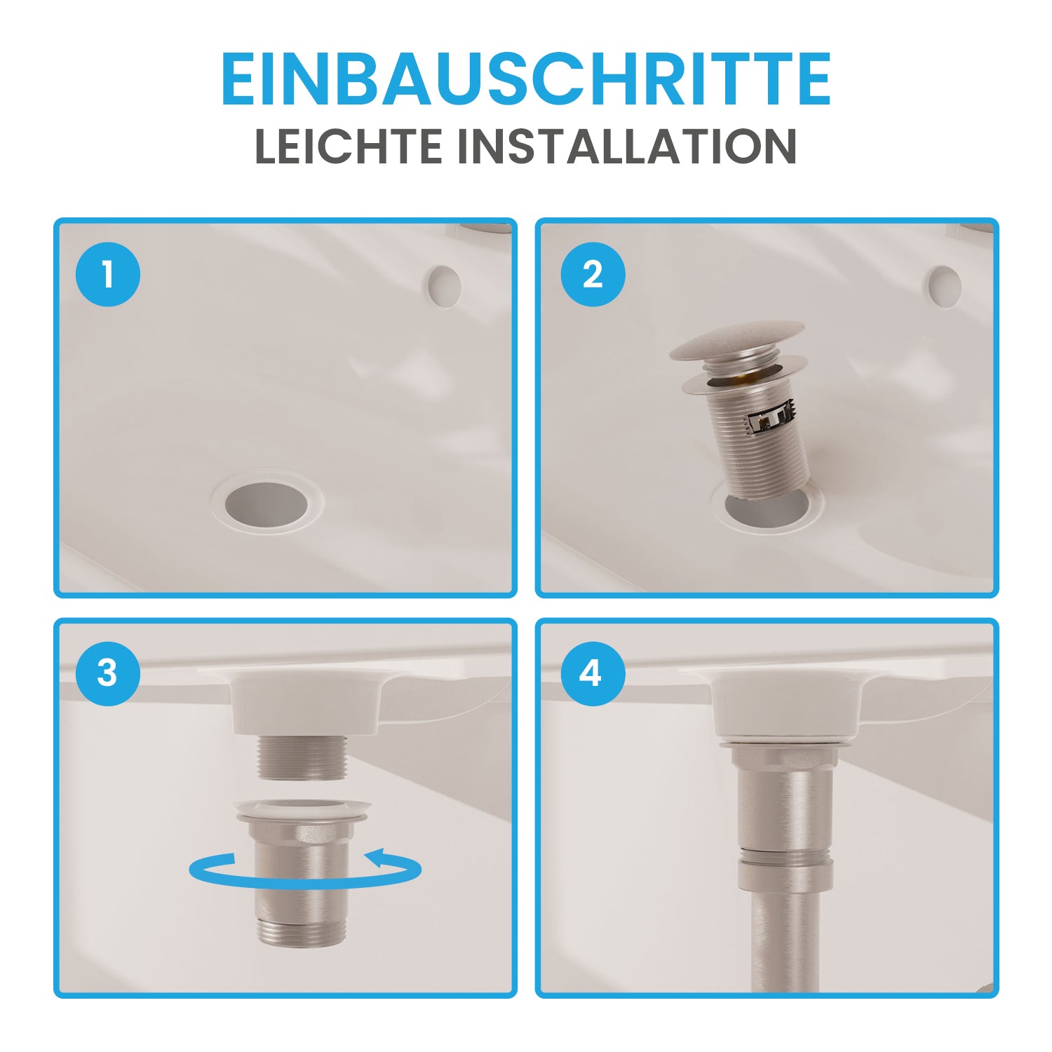 Ablaufgarnitur Pop-Up mit Überlauf