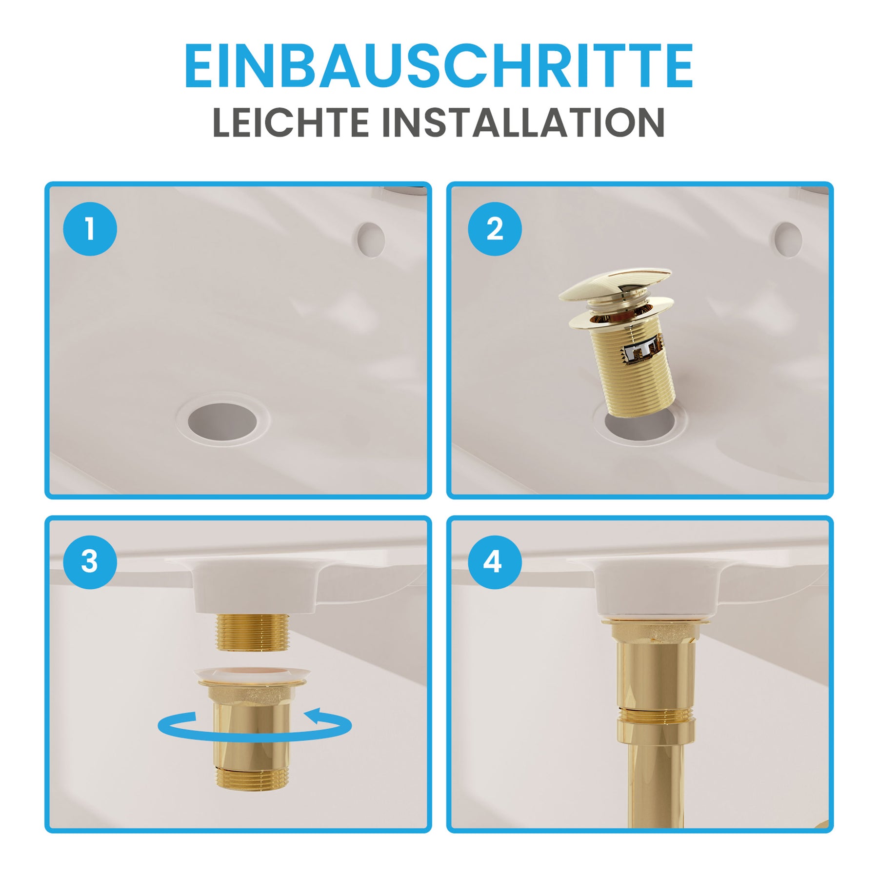 Ablaufgarnitur Pop-Up mit Überlauf
