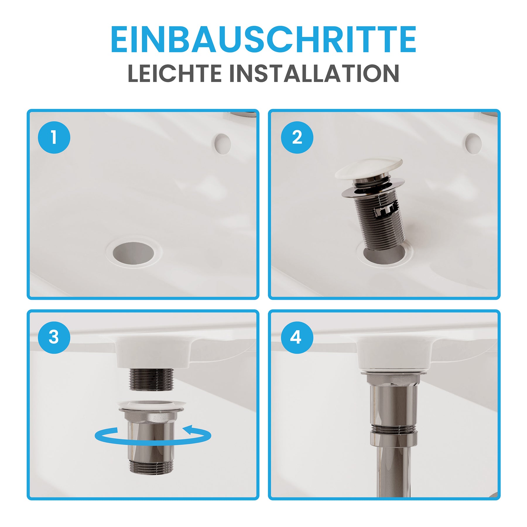 Ablaufgarnitur Pop-Up mit Überlauf