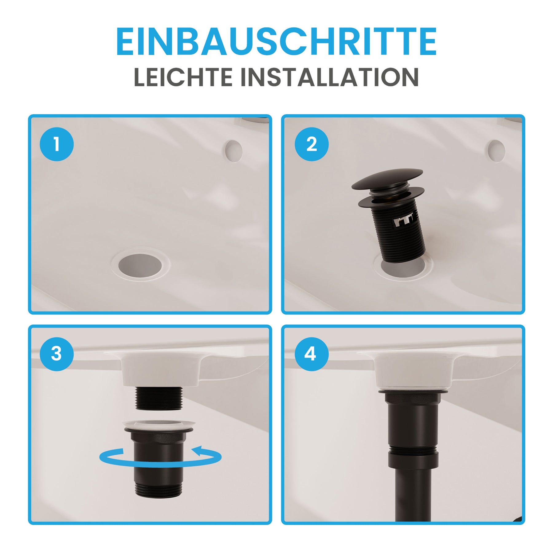 Ablaufgarnitur Pop-Up mit Überlauf