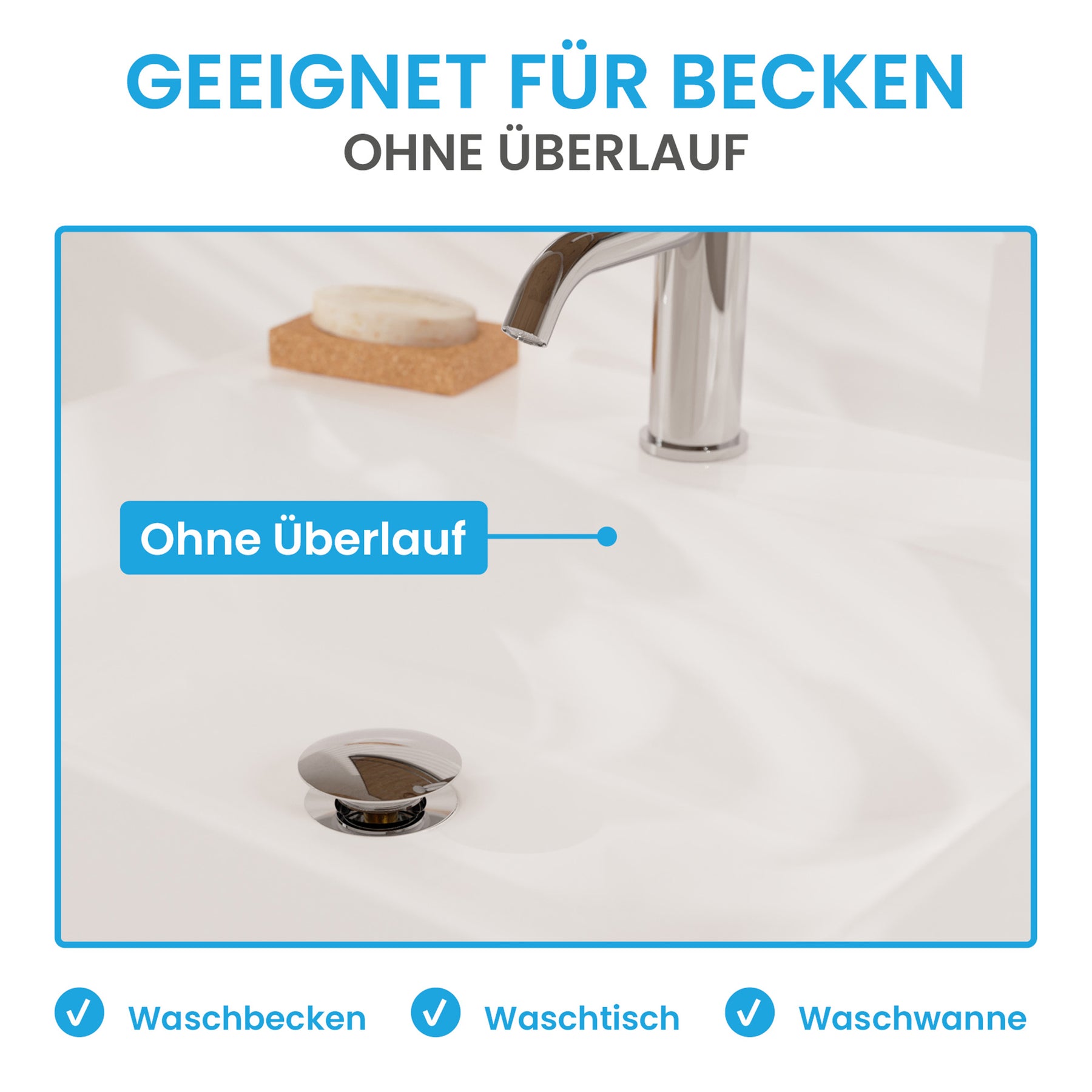 Ablaufgarnitur Pop-Up ohne Überlauf