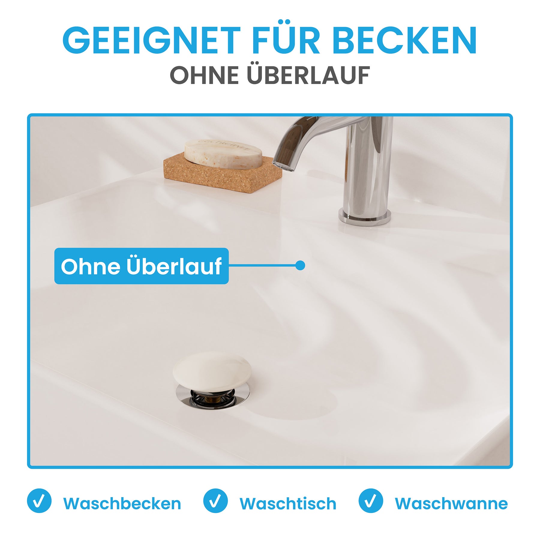 Ablaufgarnitur Pop-Up ohne Überlauf