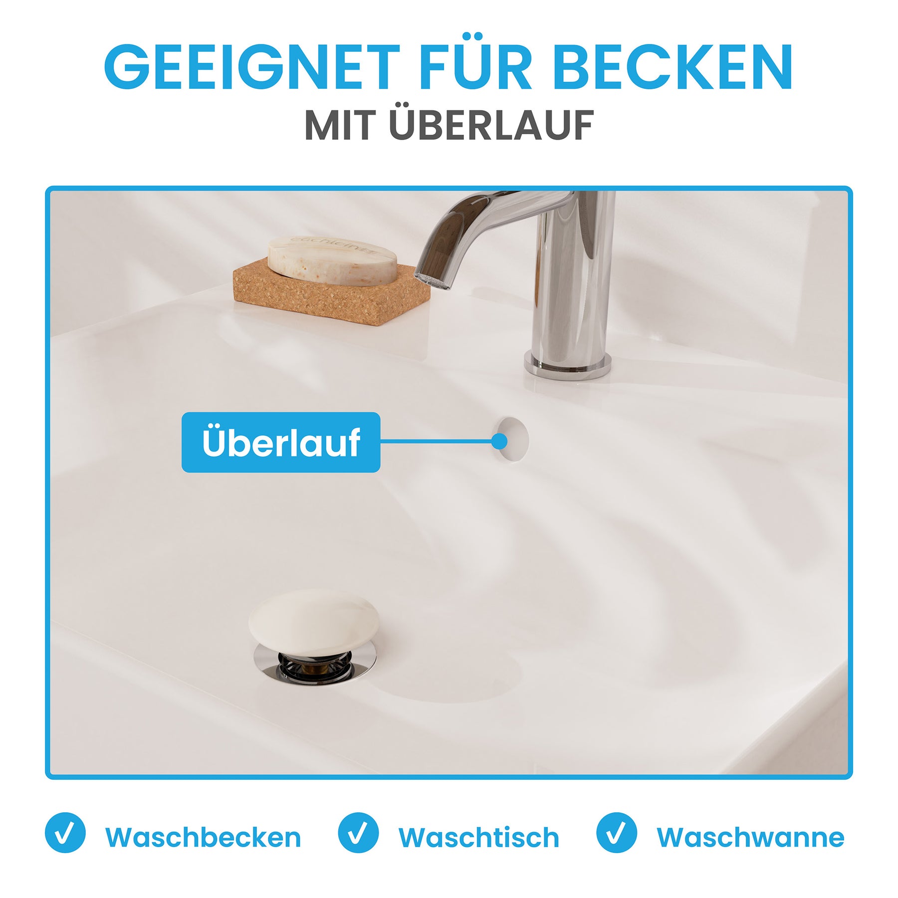 Ablaufgarnitur Pop-Up mit Überlauf