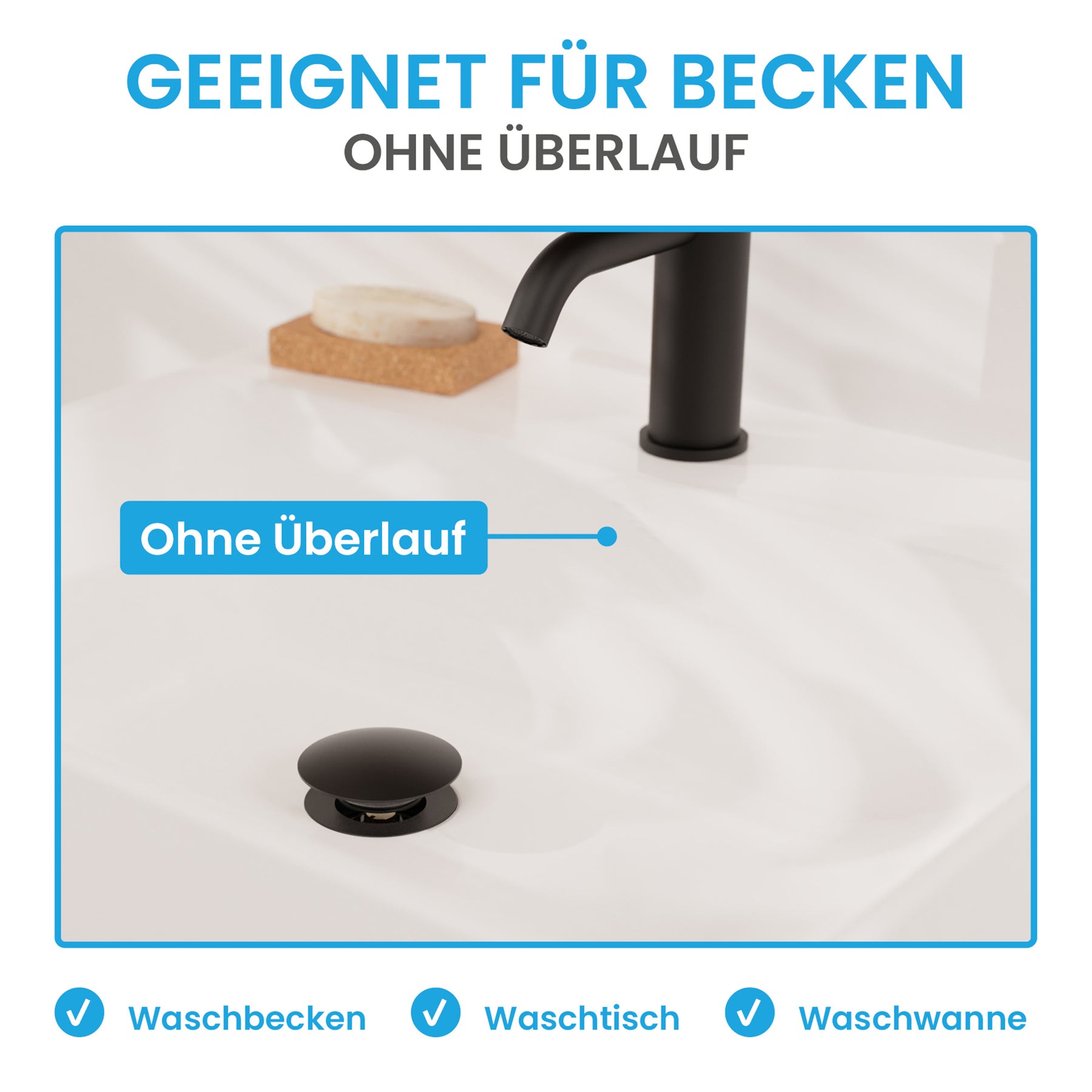 Ablaufgarnitur Pop-Up ohne Überlauf