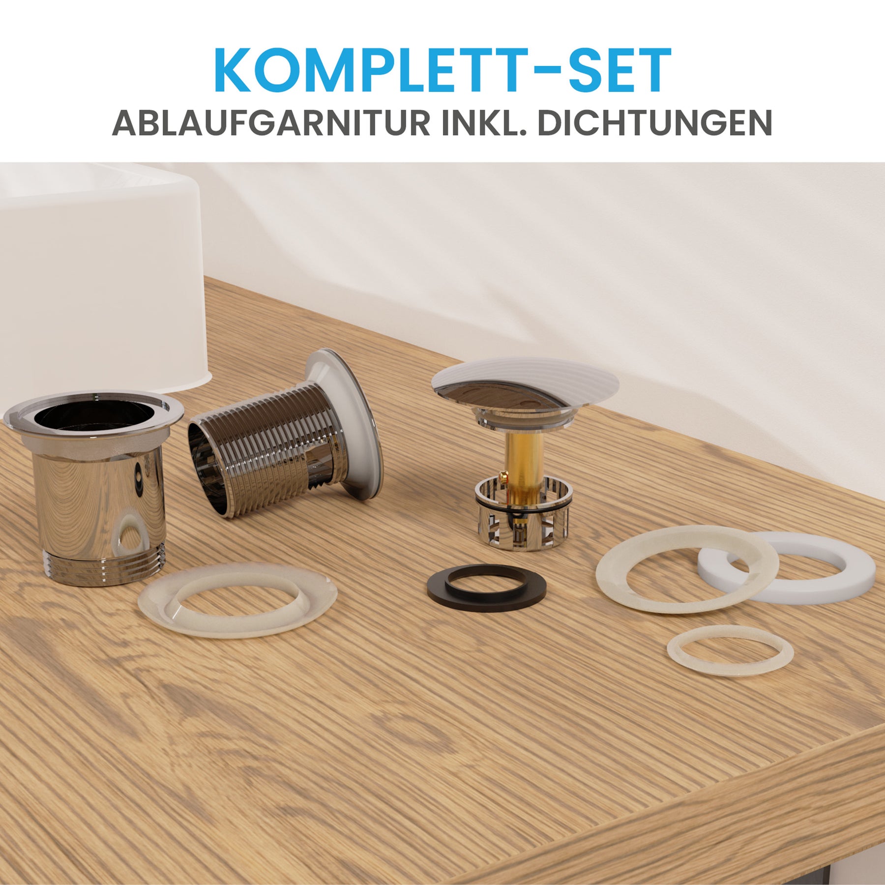 Ablaufgarnitur Pop-Up mit Überlauf