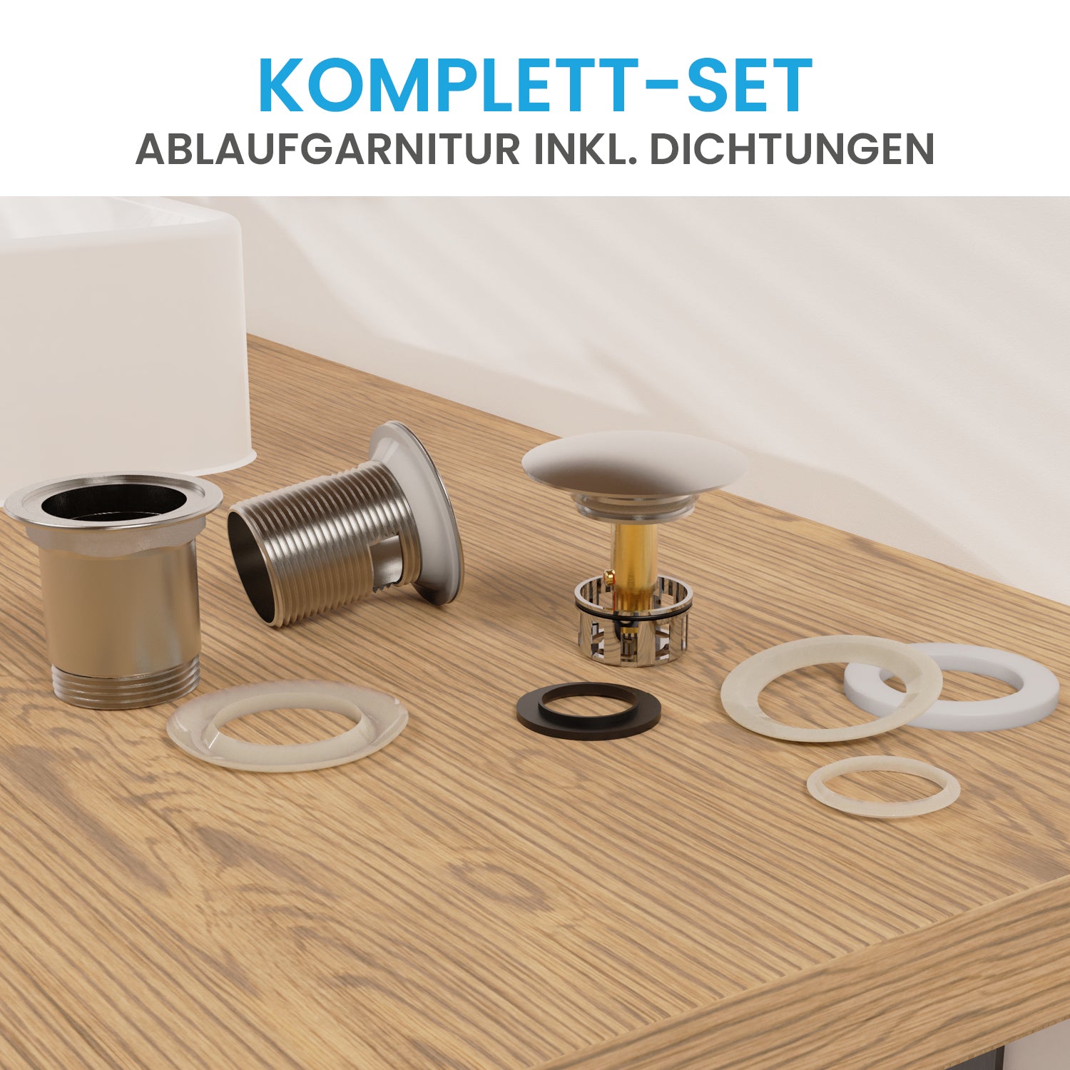 Ablaufgarnitur Pop-Up mit Überlauf