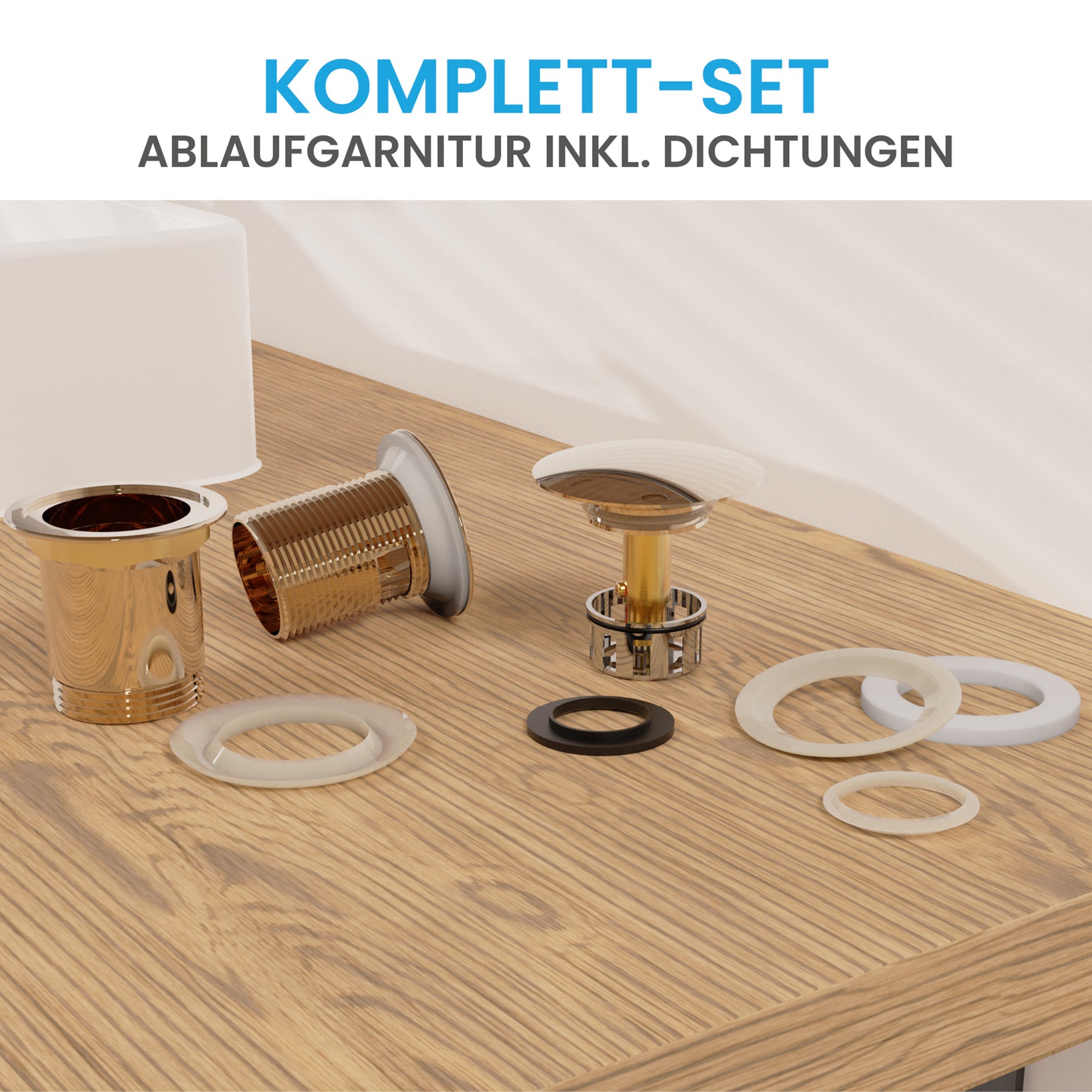 Ablaufgarnitur Pop-Up mit Überlauf
