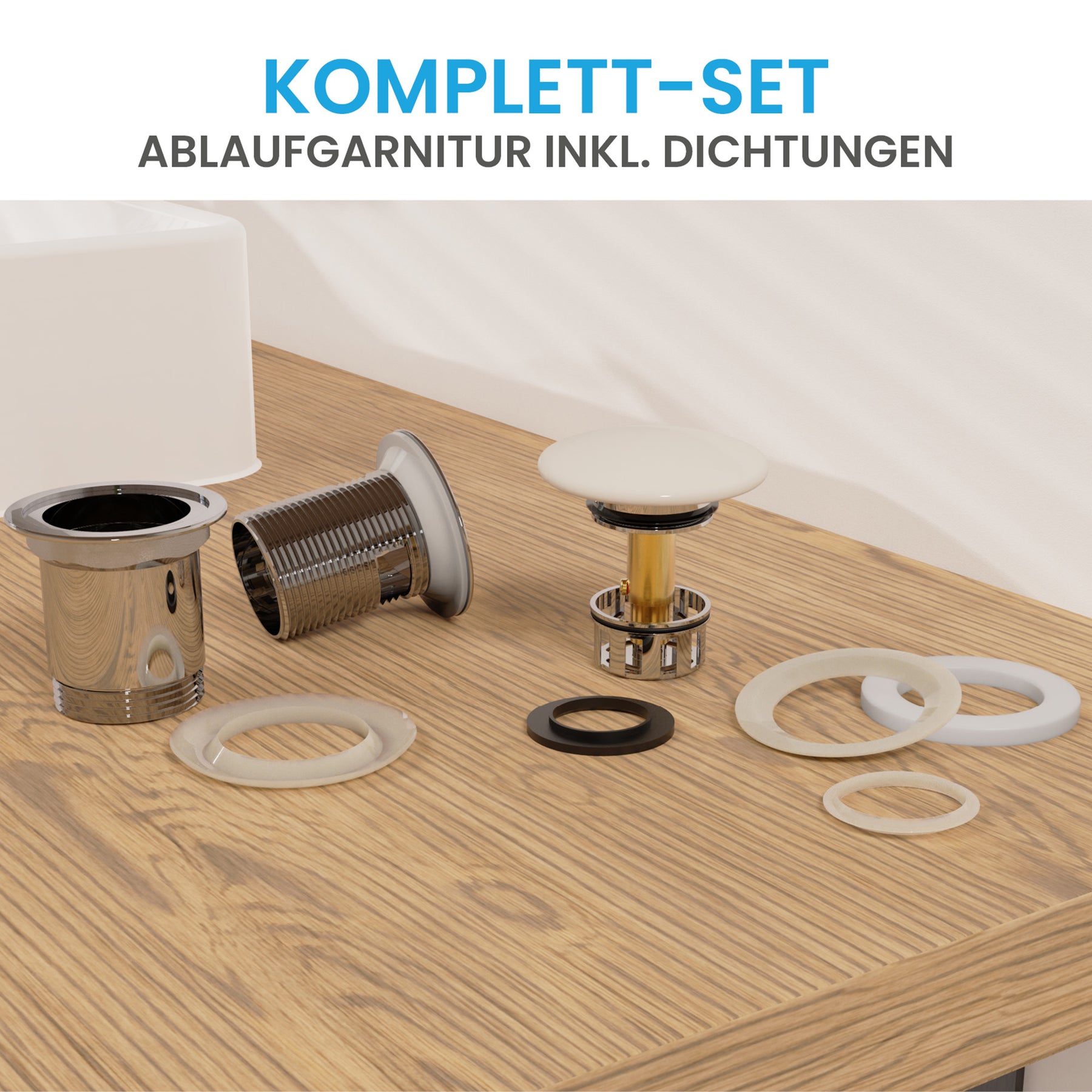 Ablaufgarnitur Pop-Up mit Überlauf