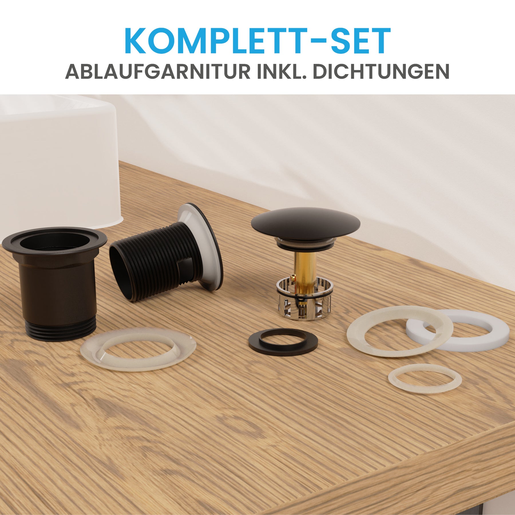 Ablaufgarnitur Pop-Up mit Überlauf