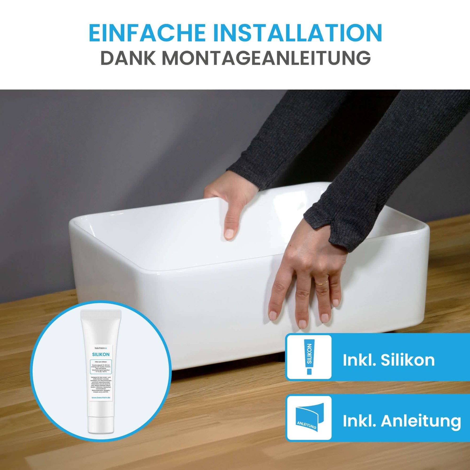 Aufsatzwaschbecken Endina - eckig Bächlein