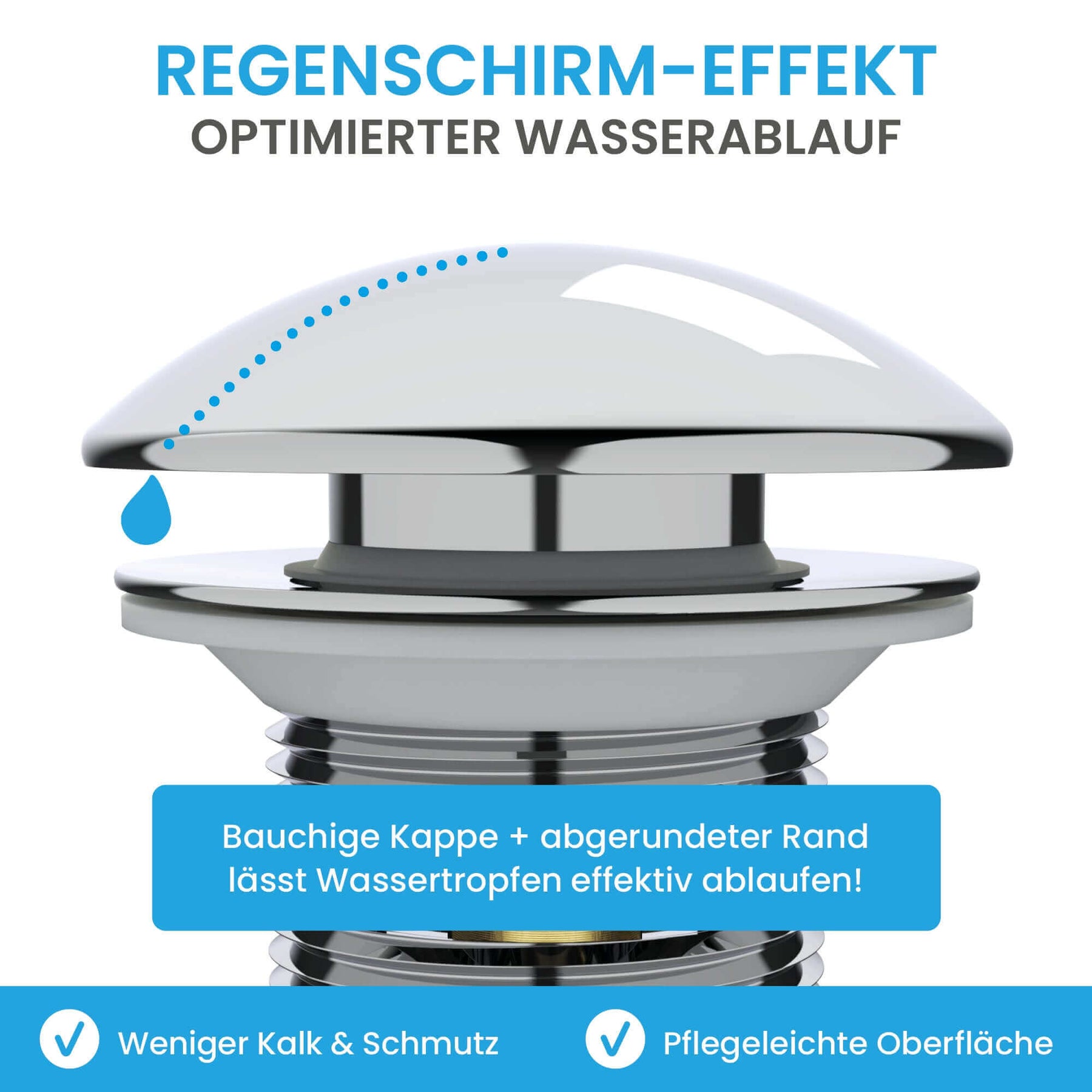 Design Ablaufgarnitur Pop-Up mit Überlauf Bächlein