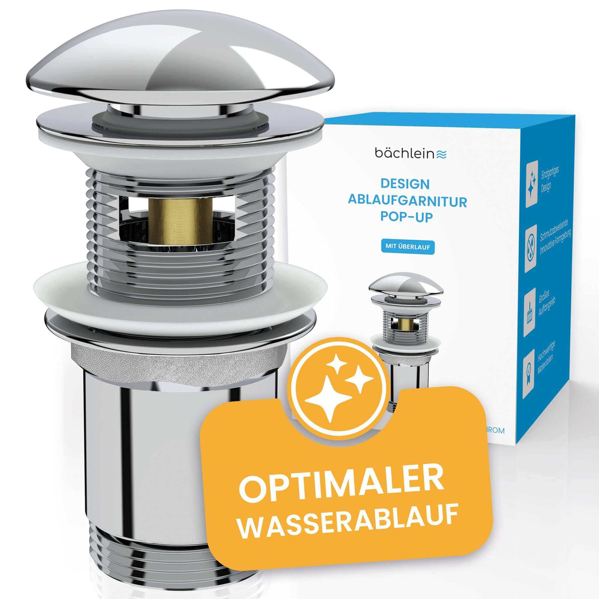 Design Ablaufgarnitur Pop-Up mit Überlauf Bächlein