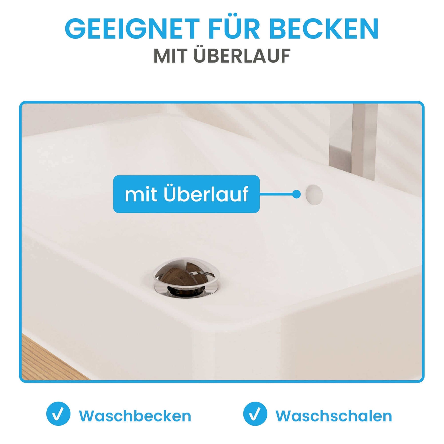 Design Ablaufgarnitur Pop-Up mit Überlauf Bächlein