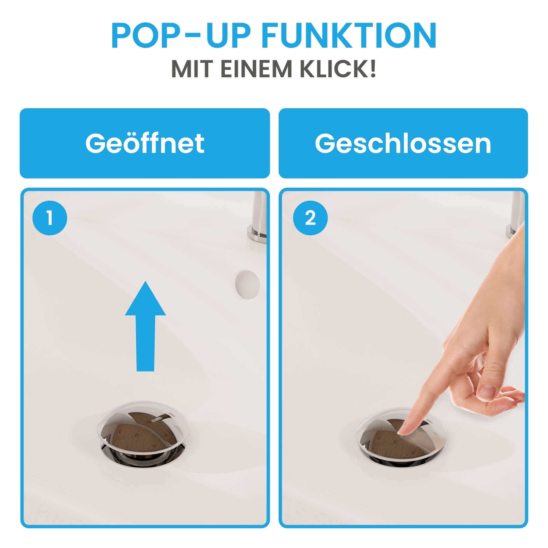 Design Ablaufgarnitur Pop-Up mit Überlauf Bächlein