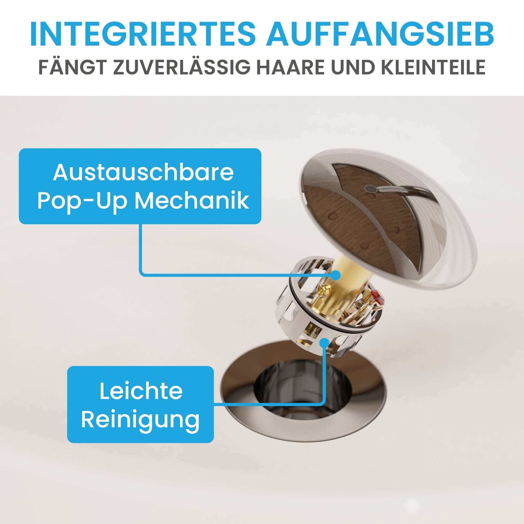 Design Ablaufgarnitur Pop-Up mit Überlauf Bächlein