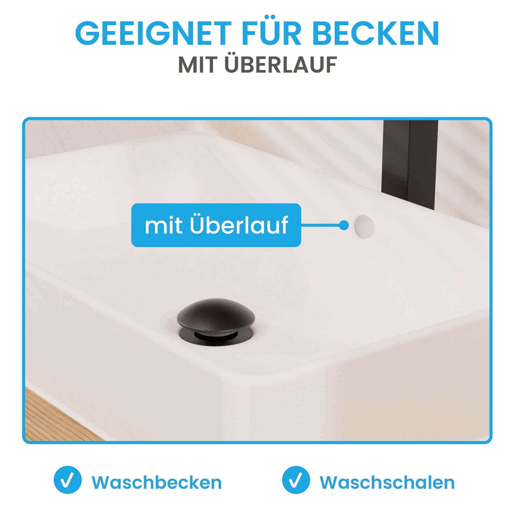 Design Ablaufgarnitur Pop-Up mit Überlauf Bächlein