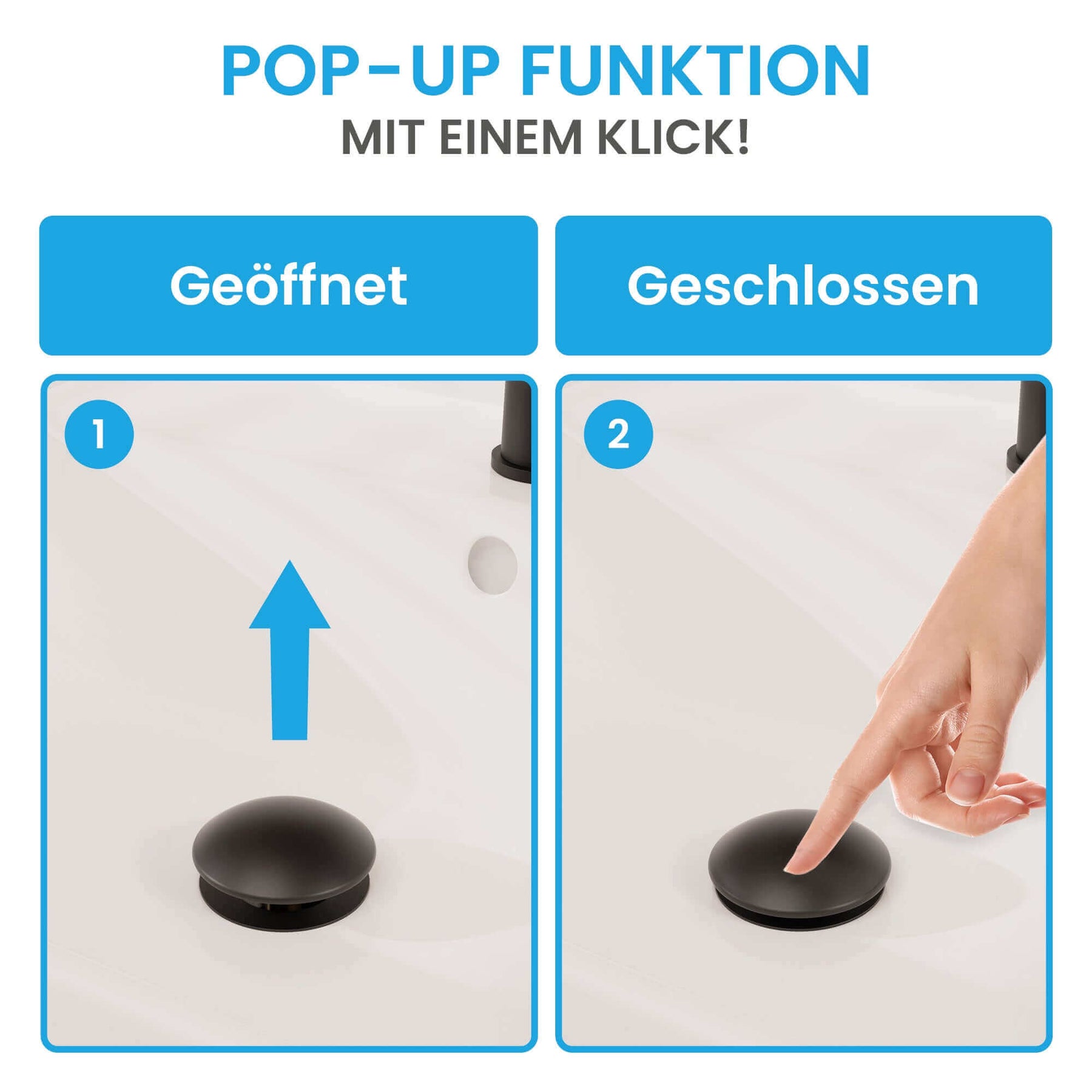Design Ablaufgarnitur Pop-Up mit Überlauf Bächlein