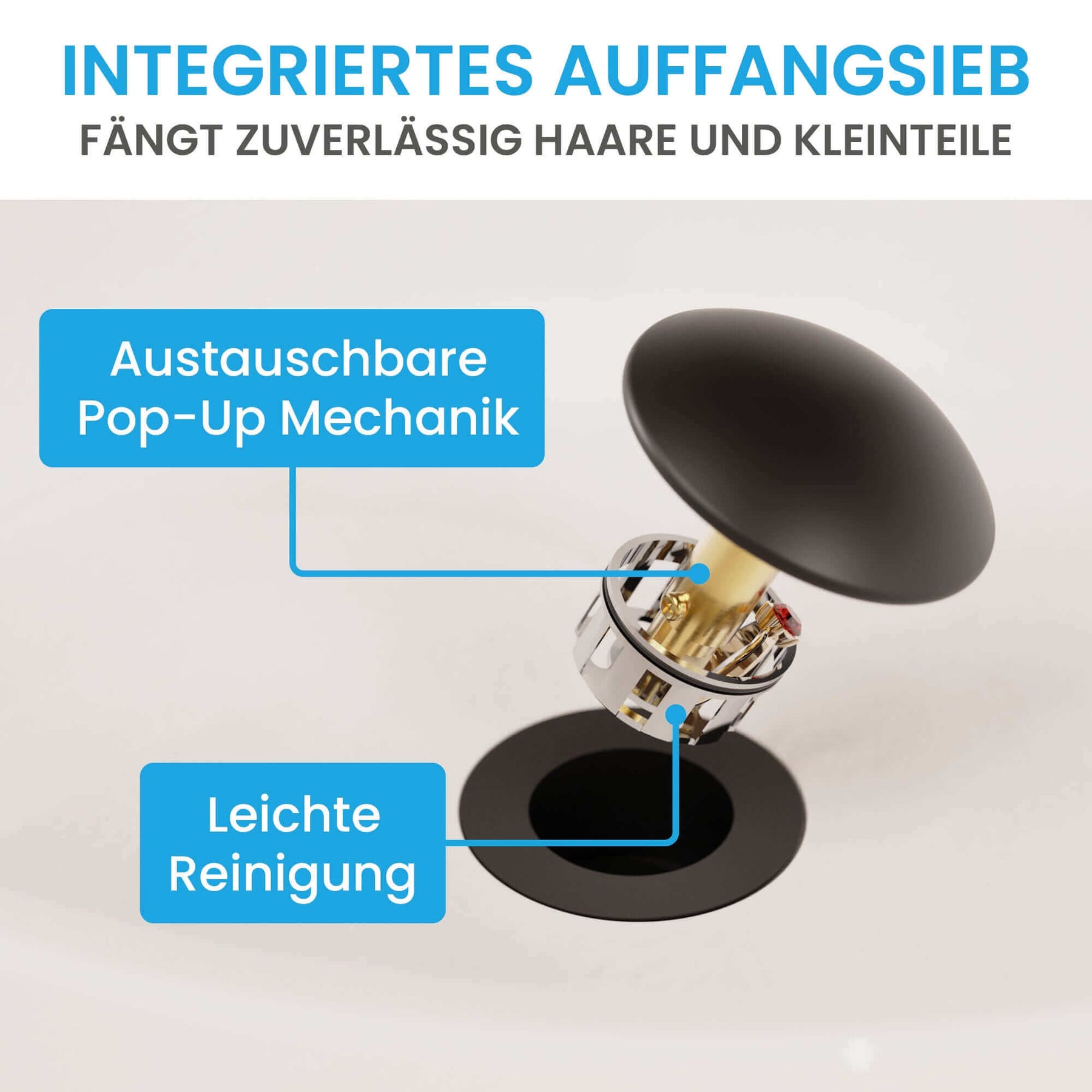 Design Ablaufgarnitur Pop-Up mit Überlauf Bächlein