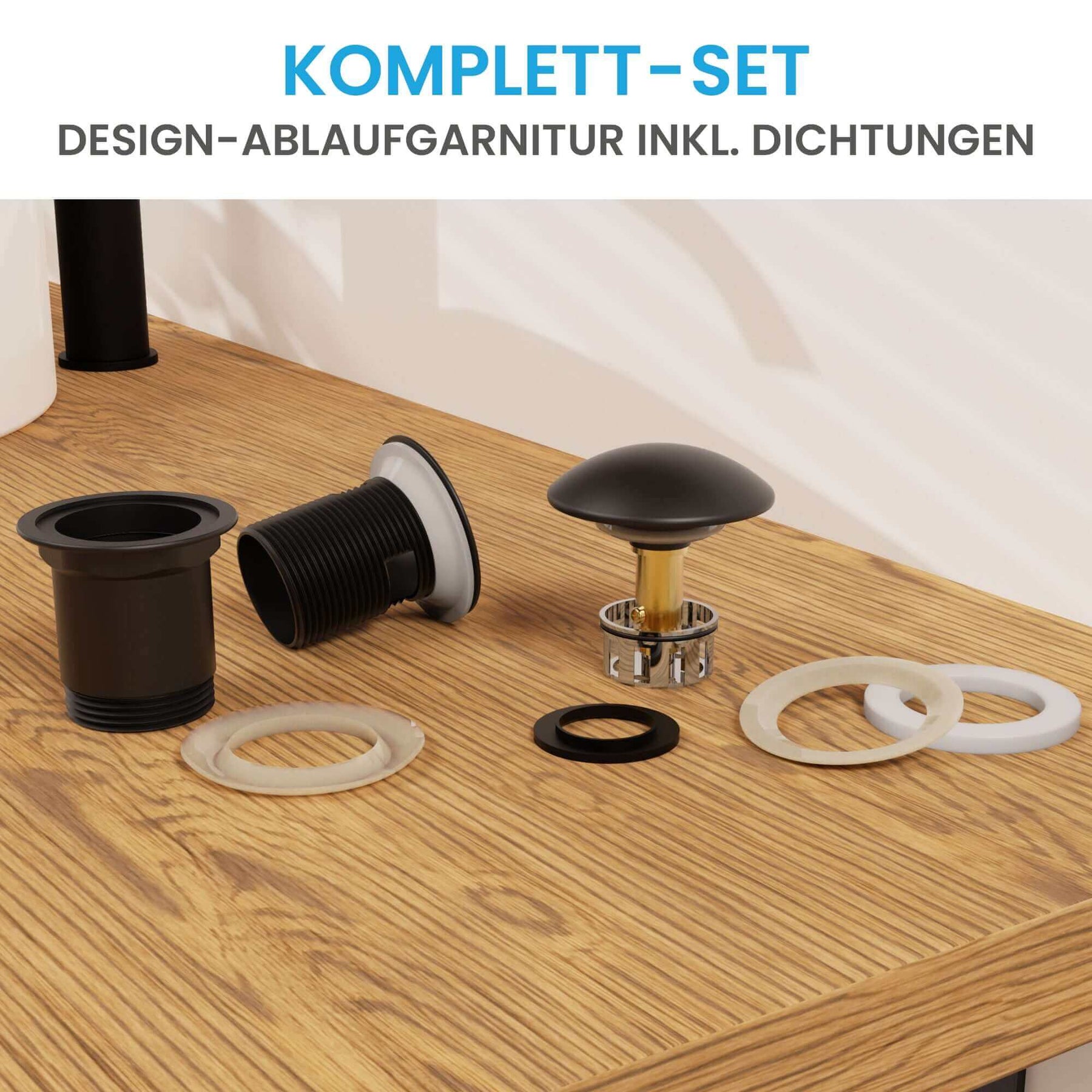 Design Ablaufgarnitur Pop-Up mit Überlauf Bächlein