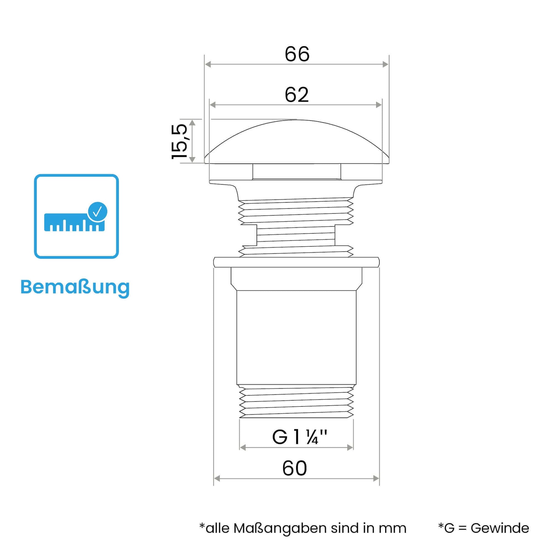 Design Ablaufgarnitur Pop-Up mit Überlauf Bächlein