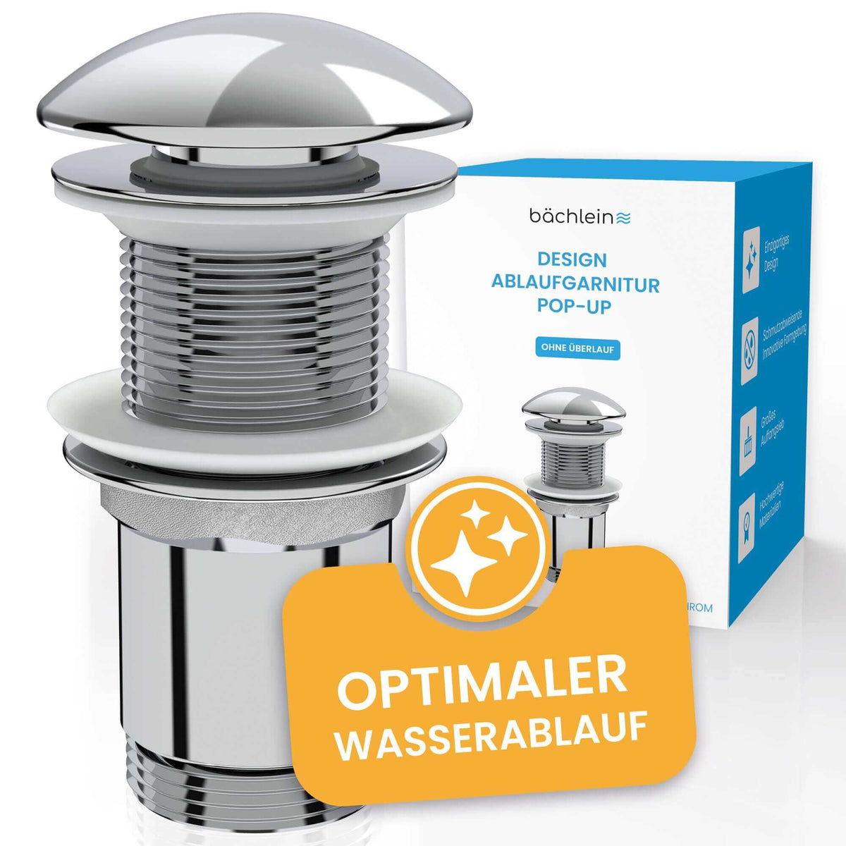 Design Ablaufgarnitur Pop-Up ohne Überlauf Bächlein