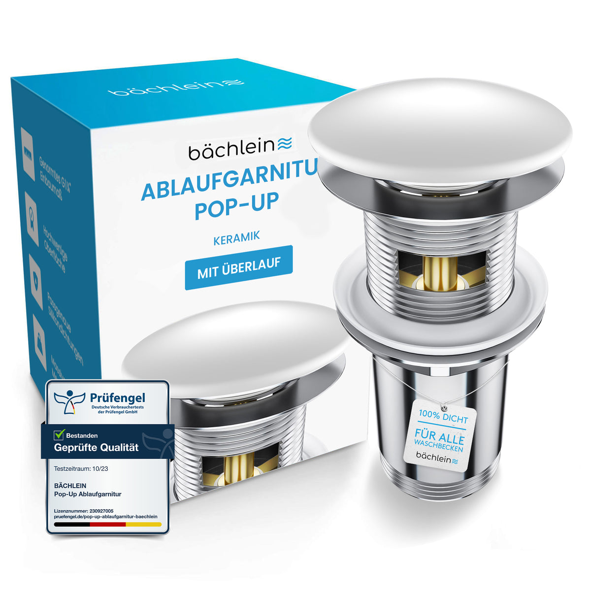 Ablaufgarnitur Pop-Up mit Überlauf