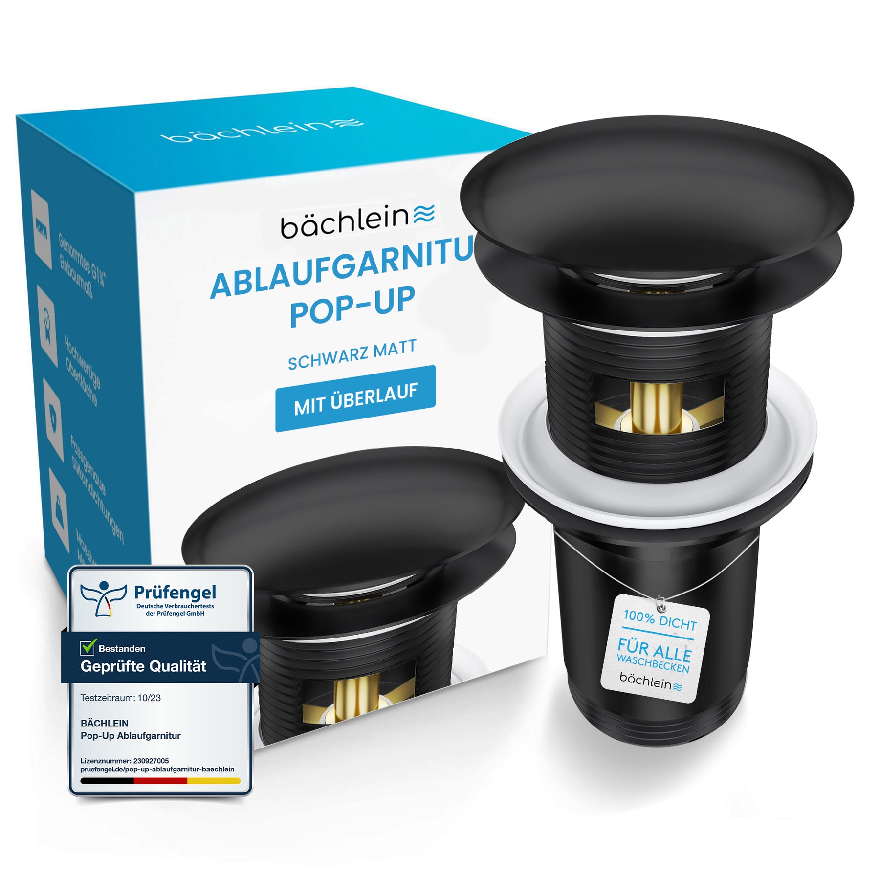 Ablaufgarnitur Pop-Up mit Überlauf