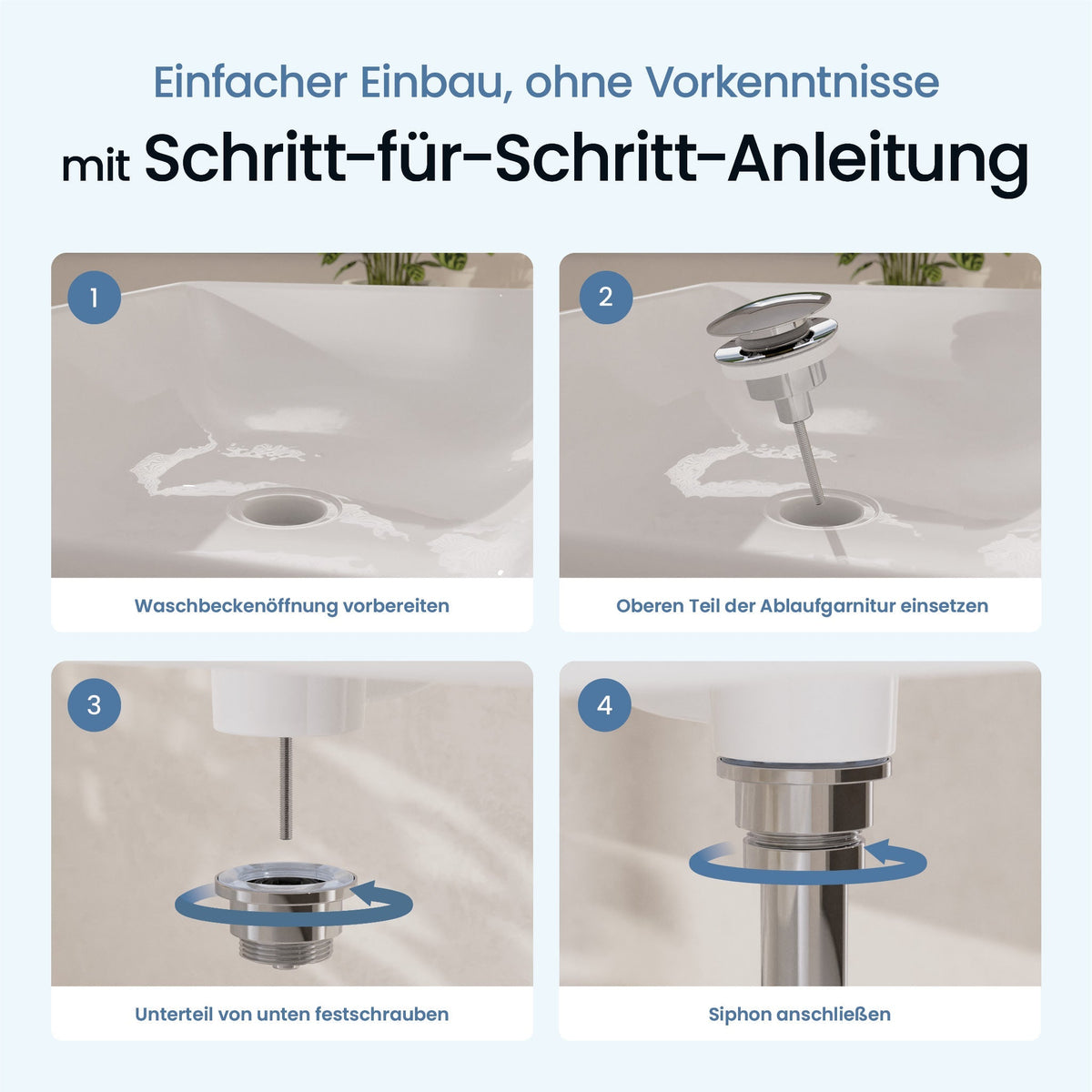 Pop-Up-Ablaufgarnitur platzsparend
