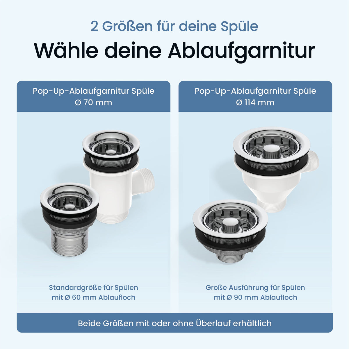 ⌀ 114 mm Pop-Up-Ablaufgarnitur Spüle