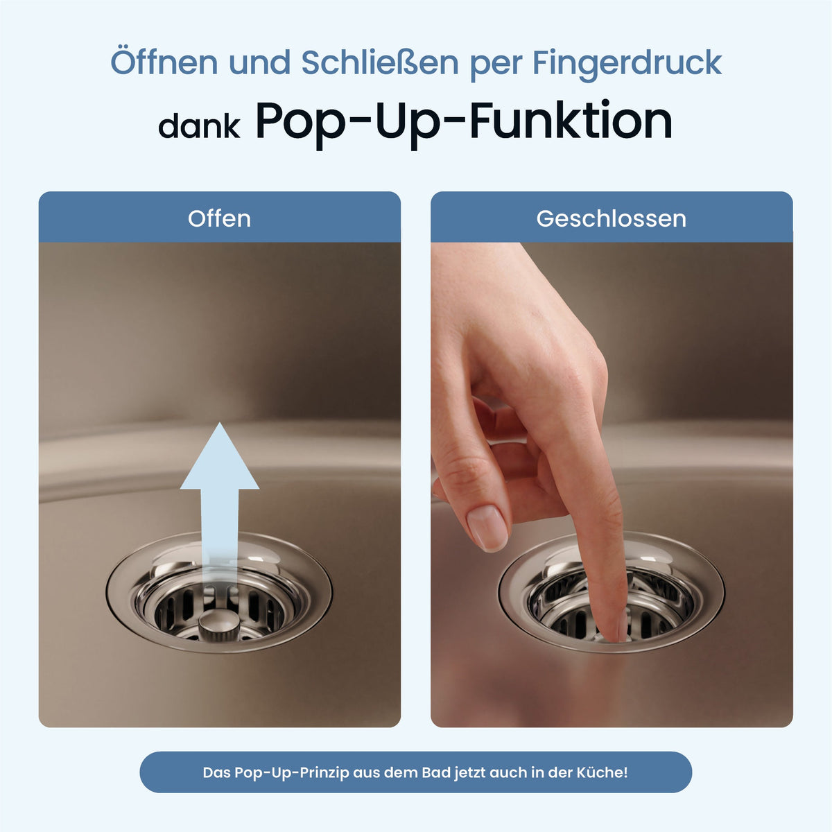 ⌀ 70 mm Pop-Up-Ablaufgarnitur Spüle