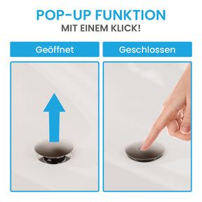 Ablaufgarnitur Pop-Up mit Überlauf