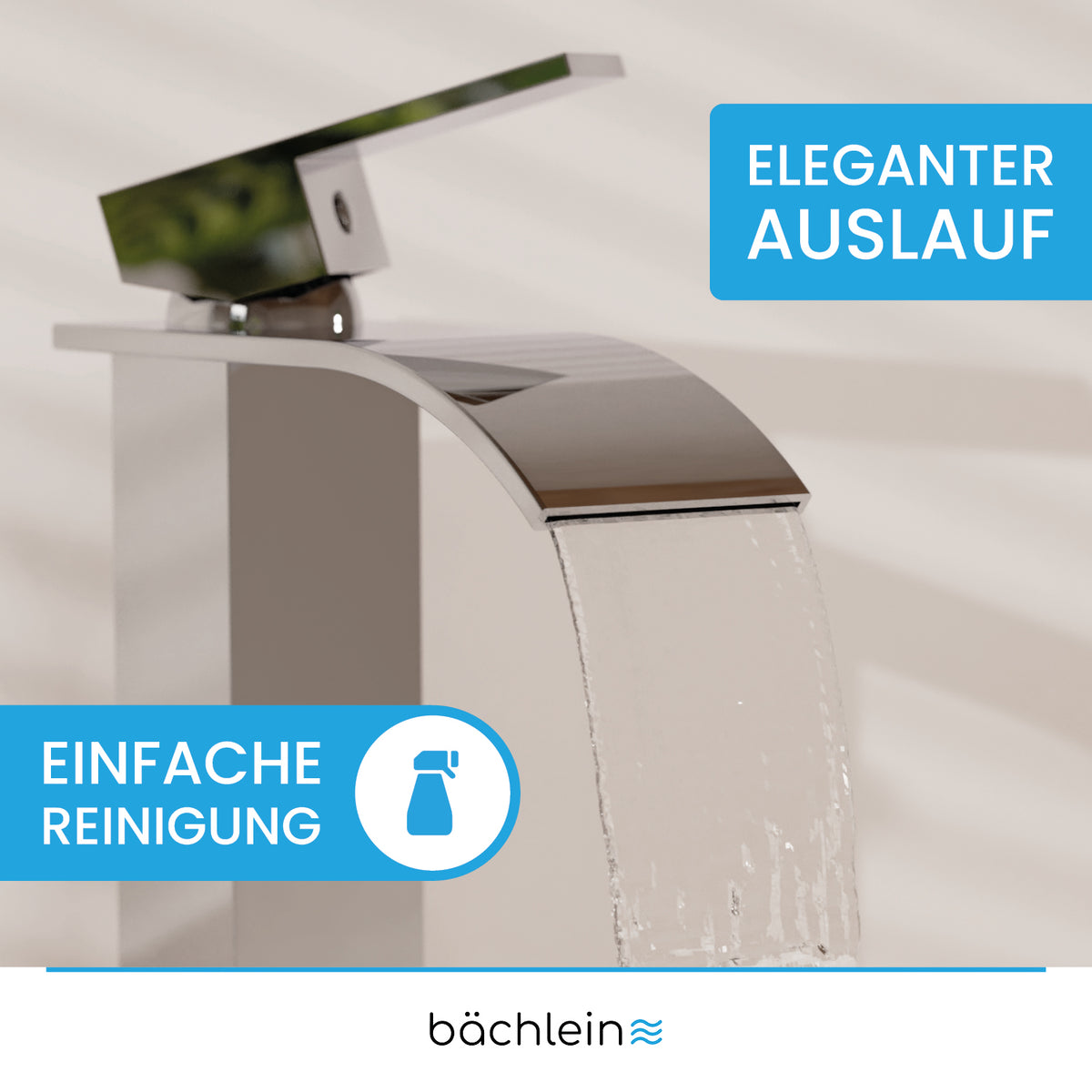 Rubinetto da bagno Tamina - design a cascata alta