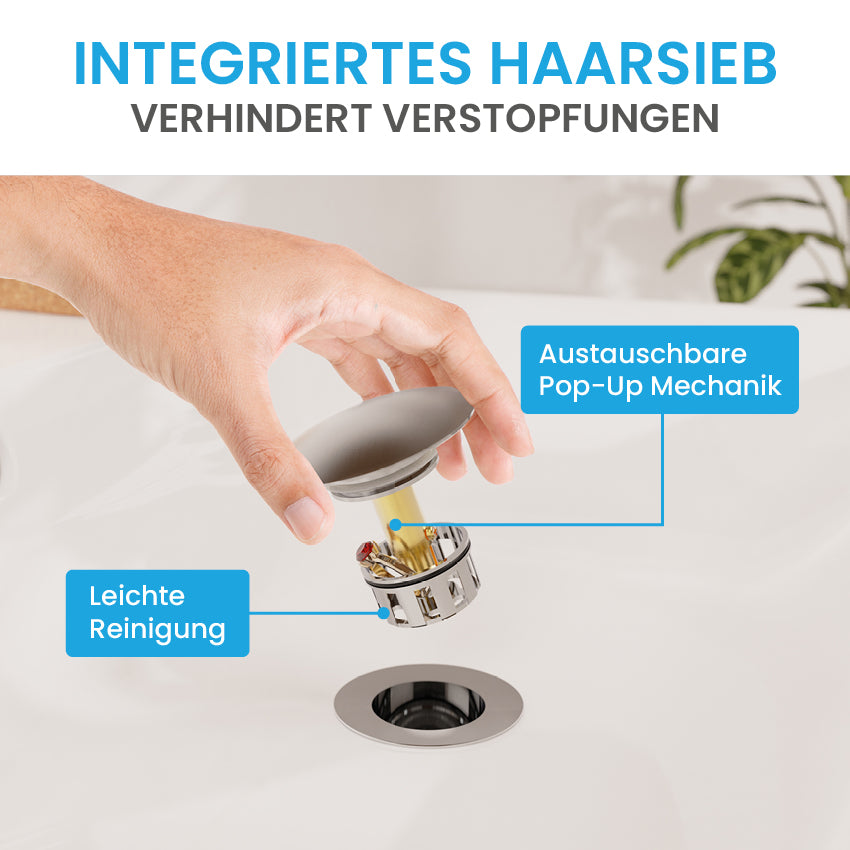 Ablaufgarnitur Pop-Up mit Überlauf