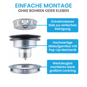 Ablaufgarnitur Pop-Up Spüle 114 mm
