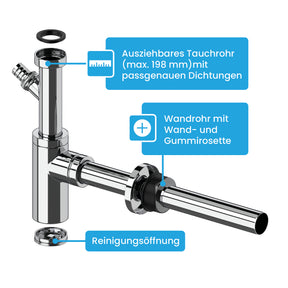 Design Siphon mit Geräteanschluss