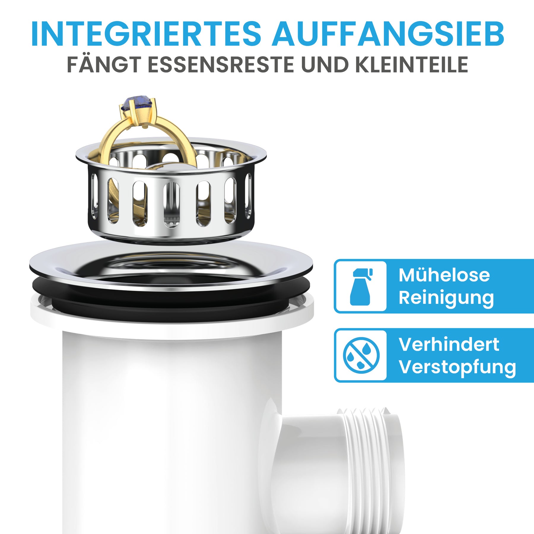 Ablaufgarnitur Pop-Up Spüle 70 mm