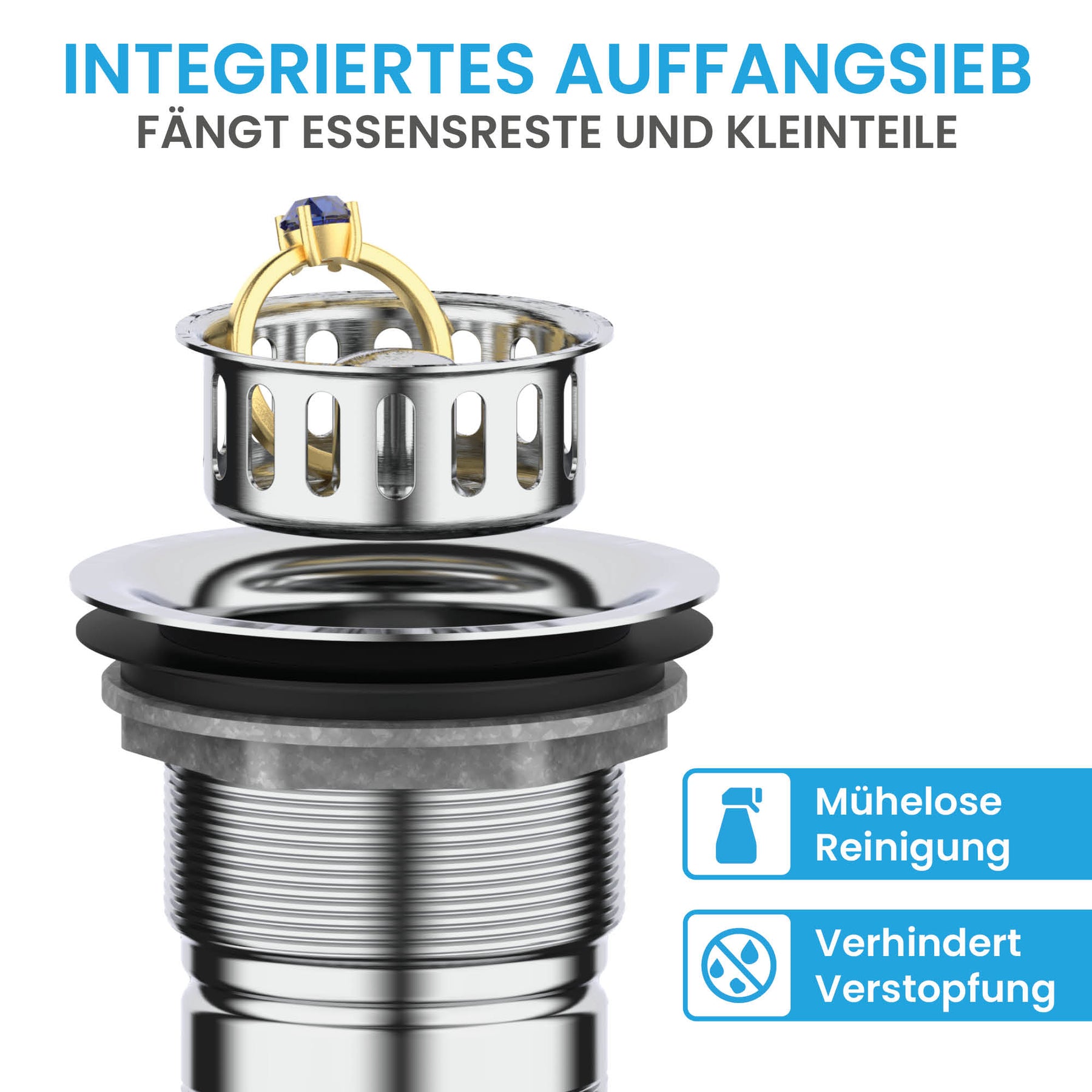 Ablaufgarnitur Pop-Up Spüle 70 mm