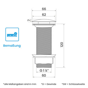 Ablaufgarnitur extra lang (ohne Überlauf)