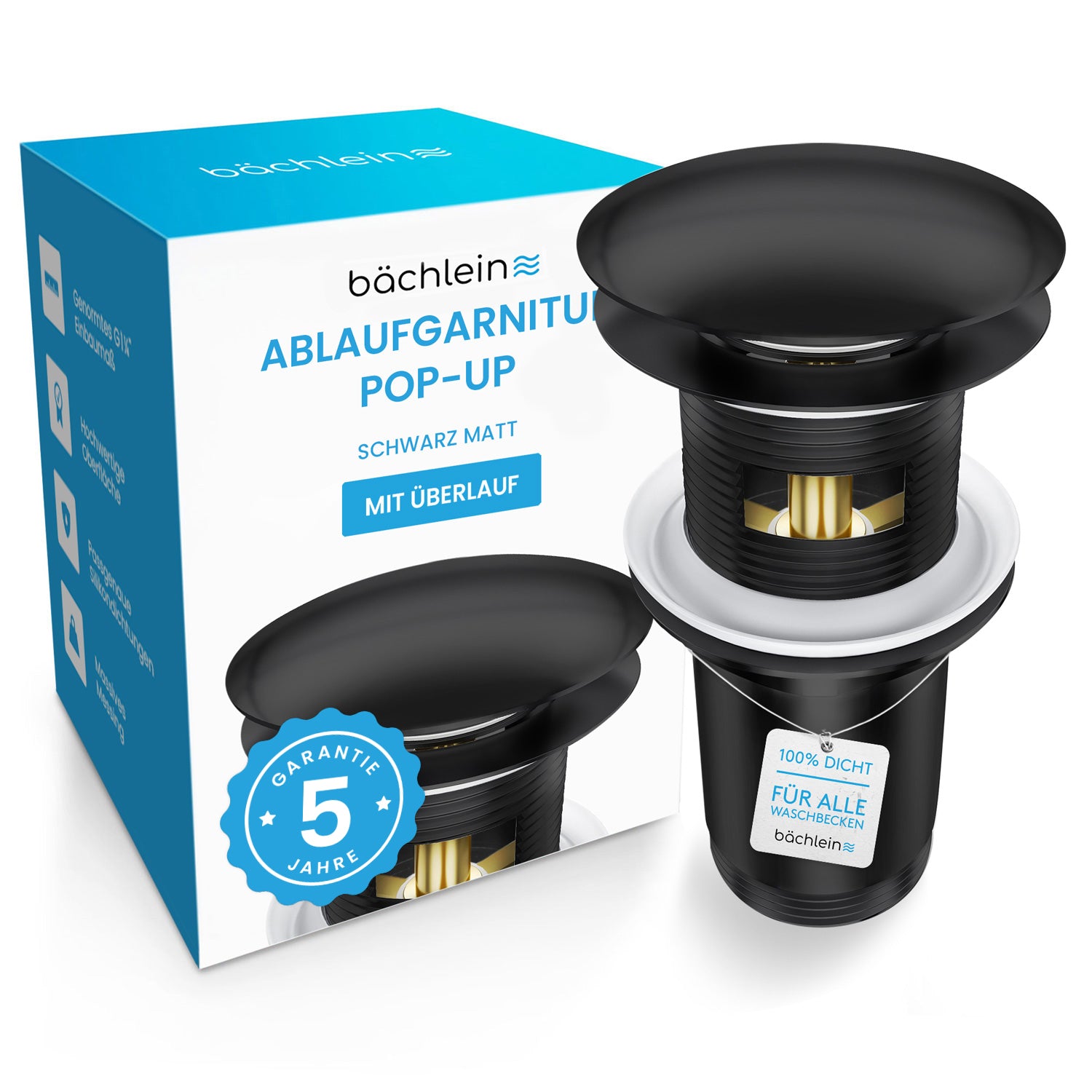 Ablaufgarnitur Pop-Up mit Überlauf