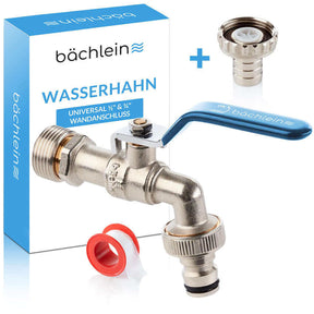 Wasserhahn Garten - mit 1/2 Zoll Anschluss und 3/4 Zoll Adapter Bächlein